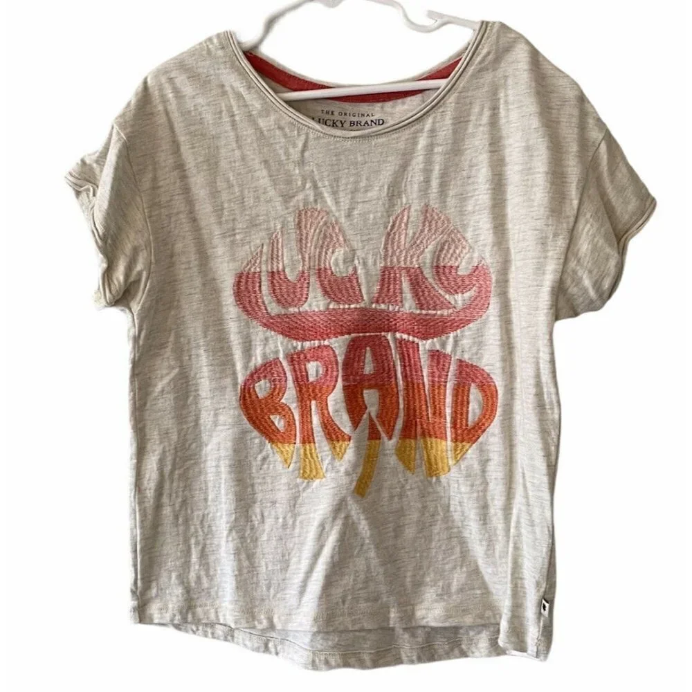 LUCKY BRAND Girls TEE Shirt Top Shell Gray  Large